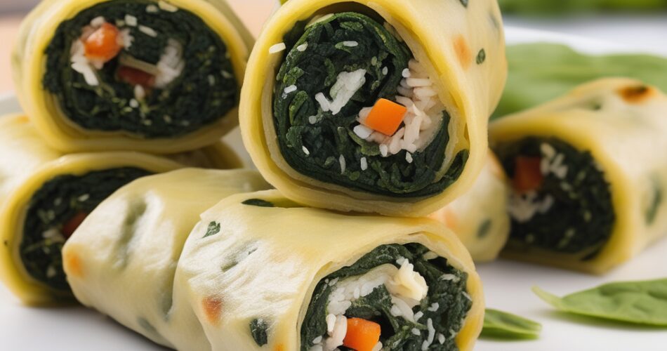 Delicious and healthy vegetarian spinach rolls ideal for diabetics